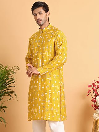 Embroidered Silk Blend Straight Kurta.