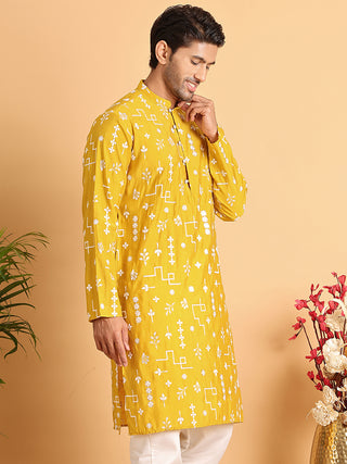 Embroidered Silk Blend Straight Kurta.