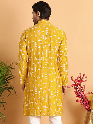 Embroidered Silk Blend Straight Kurta.