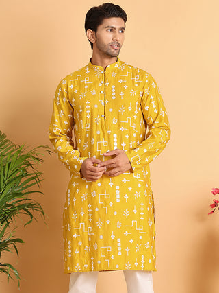 Embroidered Silk Blend Straight Kurta.