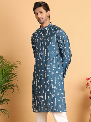 Embroidered Silk Blend Straight Kurta.