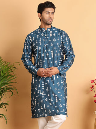 Embroidered Silk Blend Straight Kurta.