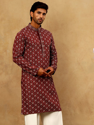Viscose Rayon Embroidered Sequin Kurta