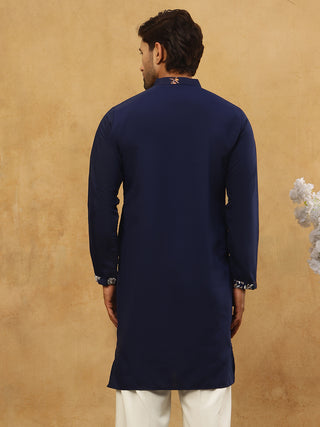 Silk Blend Floral Embroidered Kurta