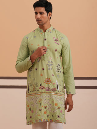 Floral Embroidered and Sequins Kurta