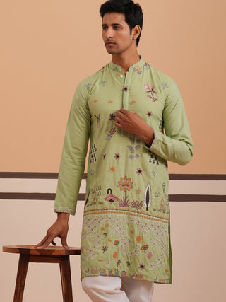 Floral Embroidered and Sequins Kurta