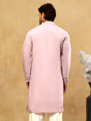 Silk Blend Floral Embroidered Kurta