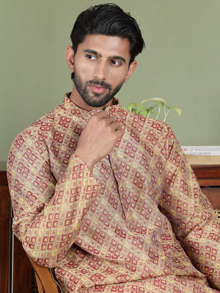 Yellow Woven Design Straight Kurtas