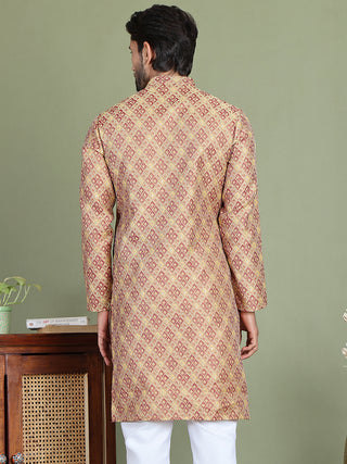 Yellow Woven Design Straight Kurtas