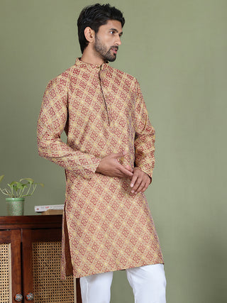 Yellow Woven Design Straight Kurtas