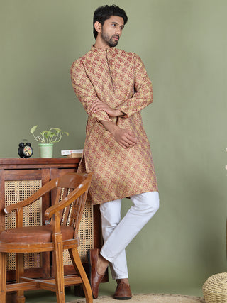 Yellow Woven Design Straight Kurtas