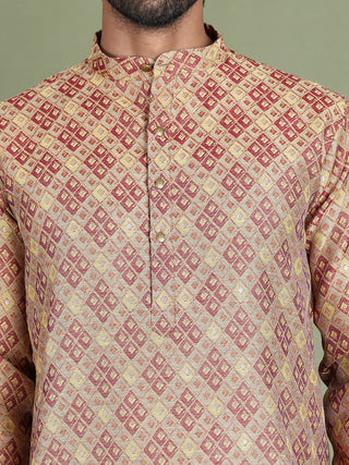 Yellow Woven Design Straight Kurtas