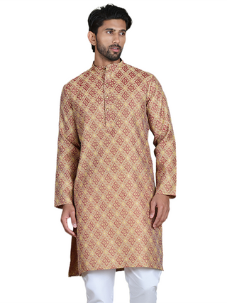 Yellow Woven Design Straight Kurtas