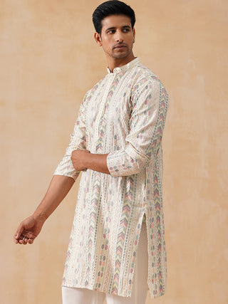 Embroidered and Sequins Kurta for Men