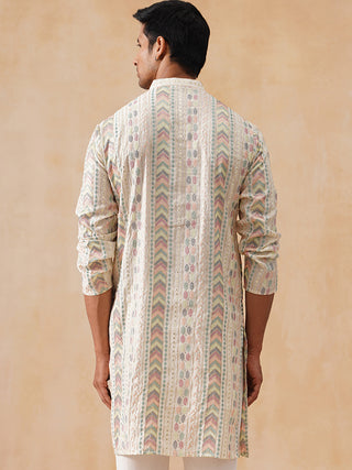 Embroidered and Sequins Kurta for Men