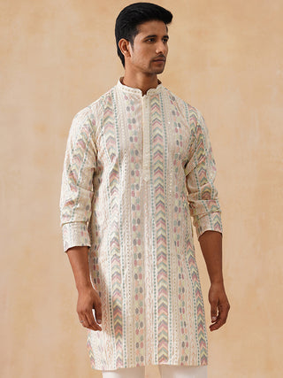 Embroidered and Sequins Kurta for Men