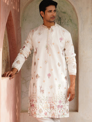 Floral Embroidered and Sequins Kurta Set