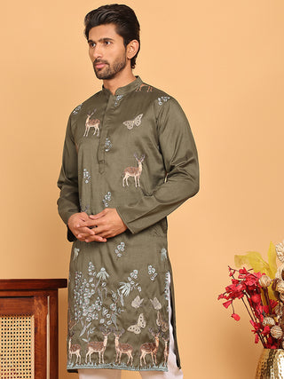 Embroidered Straight Kurtas For Men