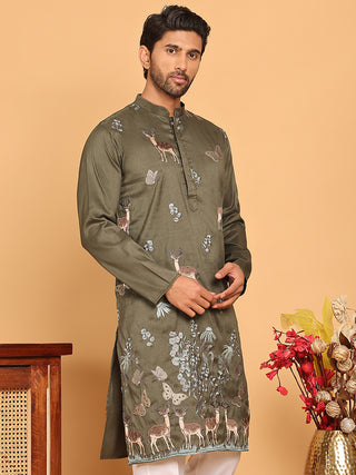 Embroidered Straight Kurtas For Men