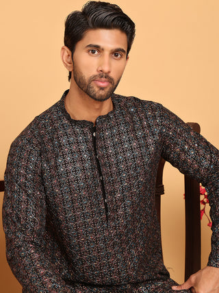 Embroidered and Sequins Viscose Rayon Kurtas For Men