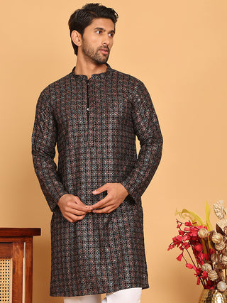 Embroidered and Sequins Viscose Rayon Kurtas For Men