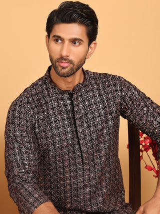 Embroidered and Sequins Viscose Rayon Kurtas For Men
