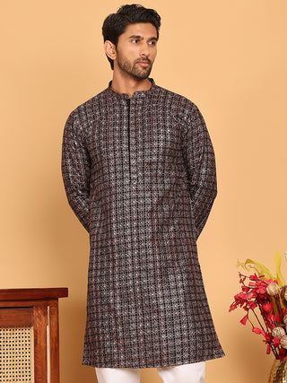 Embroidered and Sequins Viscose Rayon Kurtas For Men