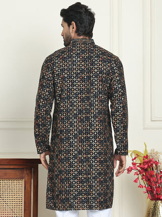 Embroidered and Sequins Viscose Rayon Kurtas For Men