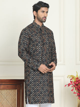 Embroidered and Sequins Viscose Rayon Kurtas For Men
