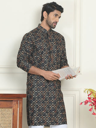 Embroidered and Sequins Viscose Rayon Kurtas For Men