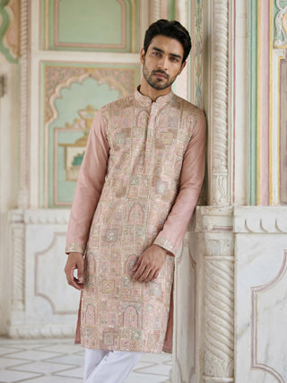 Embroidered Straight Kurta For Men