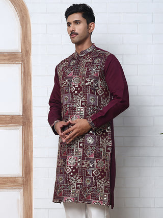Embroidered Straight Kurta For Men