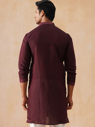 Embroidered Straight Kurta For Men