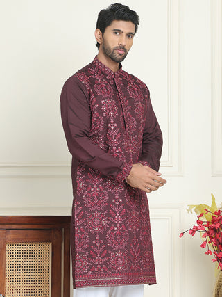 Embroidered Straight Kurtas For Men