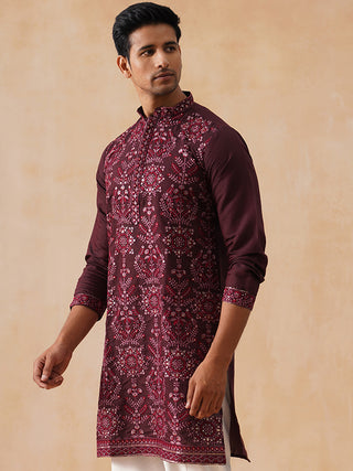 Embroidered Straight Kurta For Men