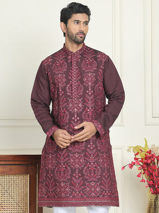 Embroidered Straight Kurtas For Men