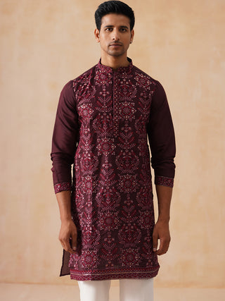 Embroidered Straight Kurta For Men