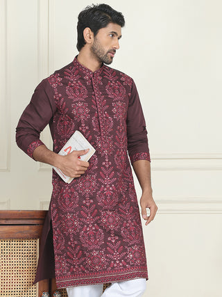 Embroidered Straight Kurtas For Men