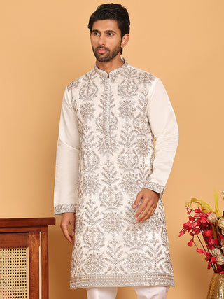 Embroidered Straight Kurtas For Men