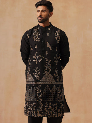 Embroidered Straight Kurta For Men