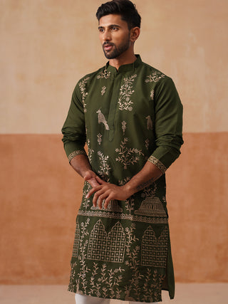 Embroidered Straight Kurta For Men
