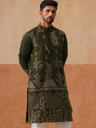Embroidered Straight Kurta For Men