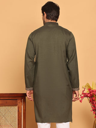 Embroidered Straight Kurtas For Men