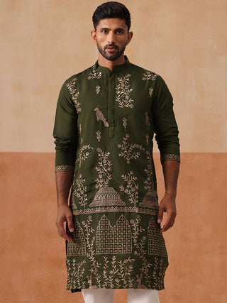 Embroidered Straight Kurta For Men