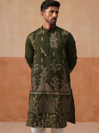 Embroidered Straight Kurta For Men
