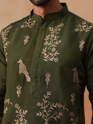 Embroidered Straight Kurta For Men