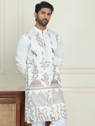 Embroidered Straight Kurtas For Men