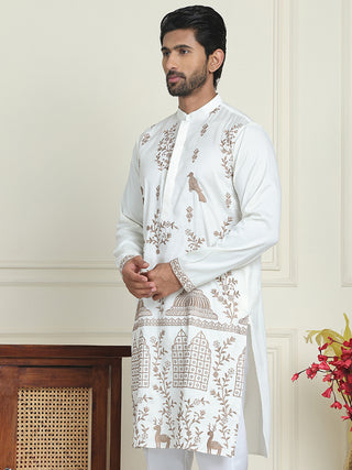 Embroidered Straight Kurtas For Men