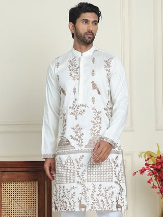 Embroidered Straight Kurtas For Men