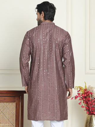 Embroidered and mirror work straight Kurtas For Men